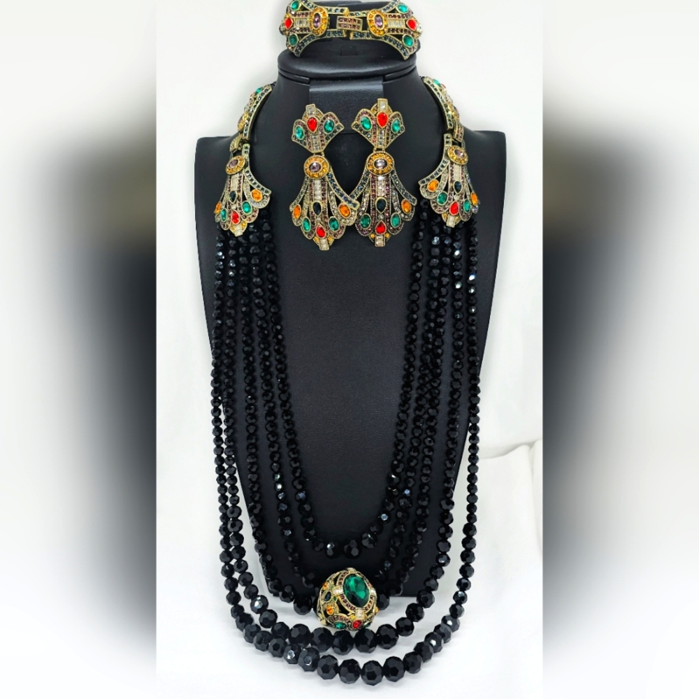 Heidi Daus "Age Of Elegance" Convertible Necklace Bracelet Set & Earrings